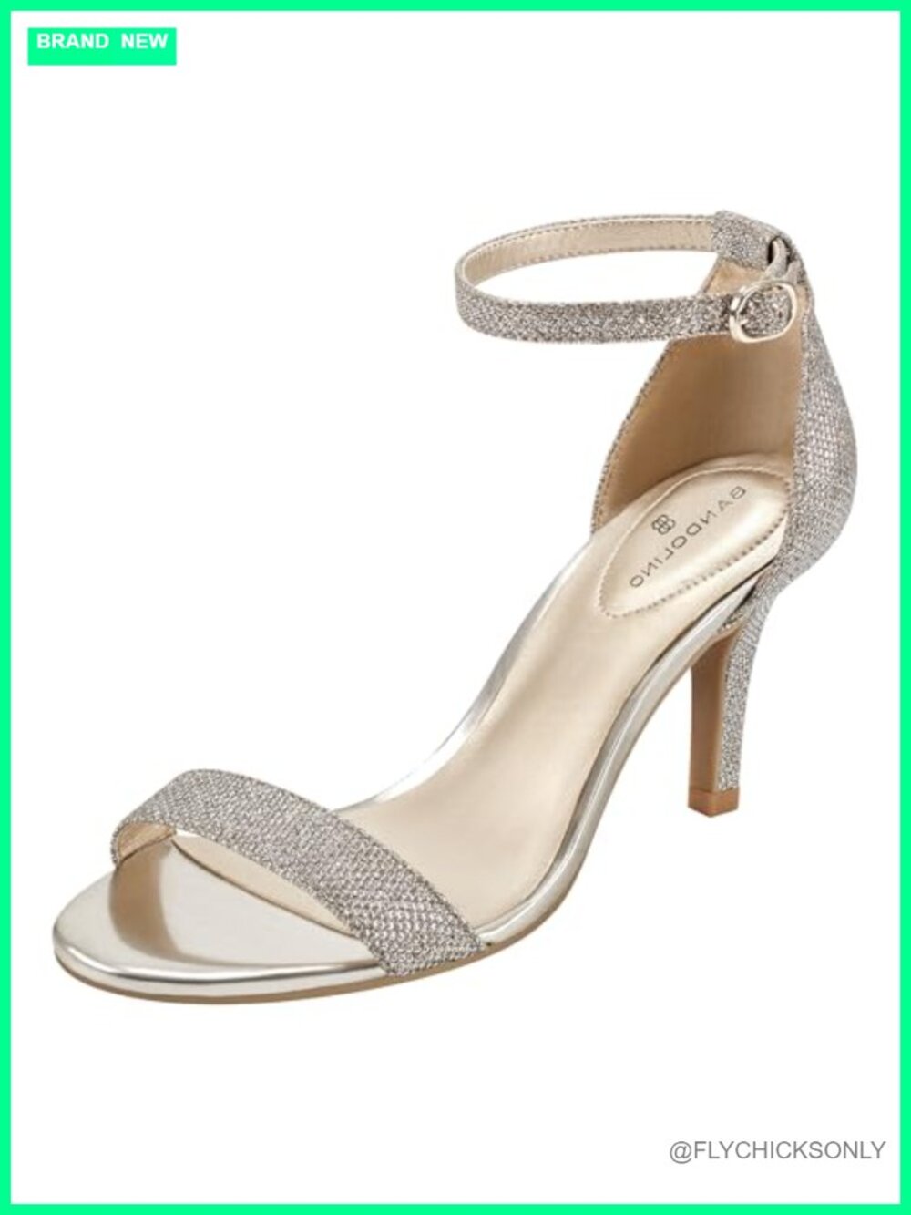 Bandolino Madia Stiletto Heel Sandals Faux Leather Ankle Strap Evening Dress